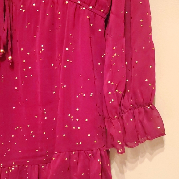 Burgundy tiered gold speckled dress - Picture 4 of 9